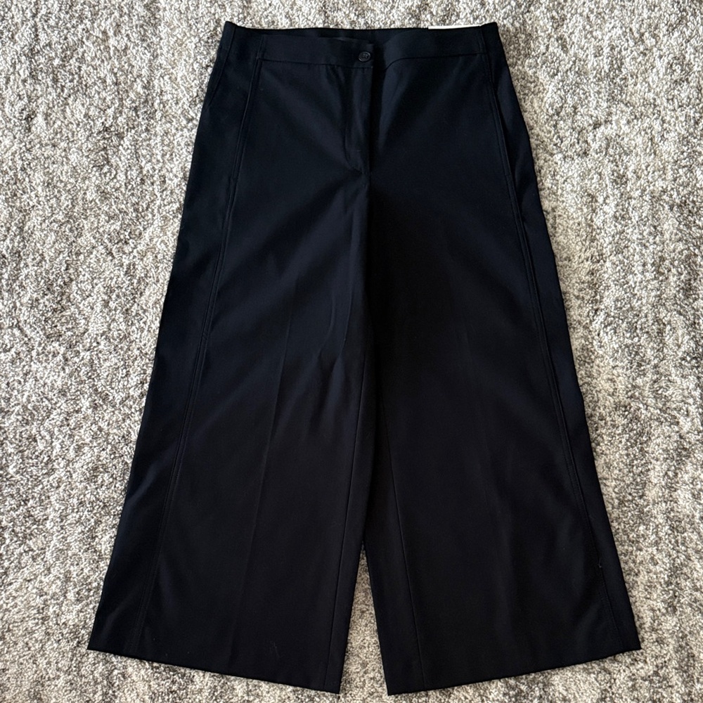 NWT Ann Taylor Womens Marina Pants Black Size 6 Cropped Wide Leg Cotton Blend
